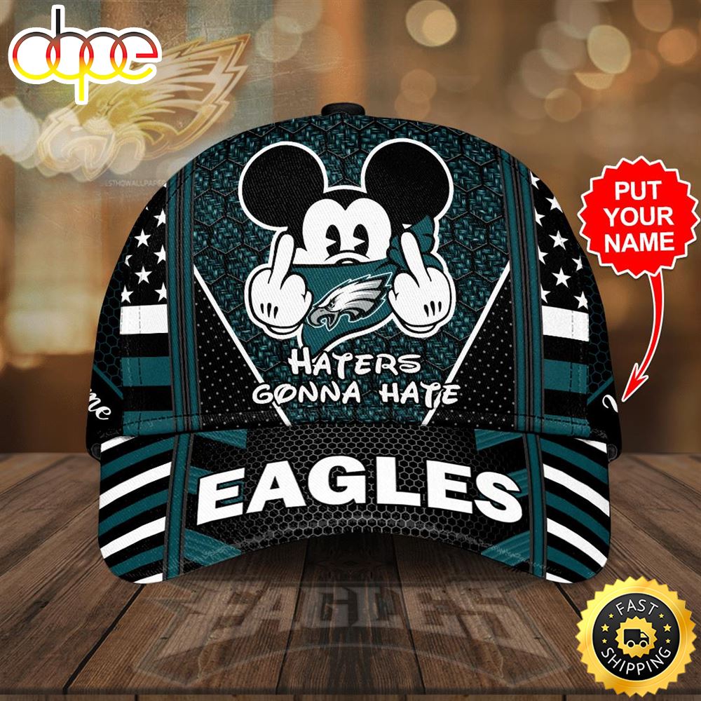 Personalized Philadelphia Eagles Mickey Mouse Haters Gonna Hate All Over Print 3D Baseball Cap Tul7xg.jpg