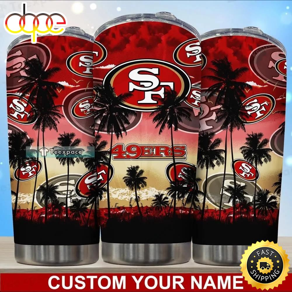 Personalized San Francisco 49ers Palm Beach Sunset Tumbler