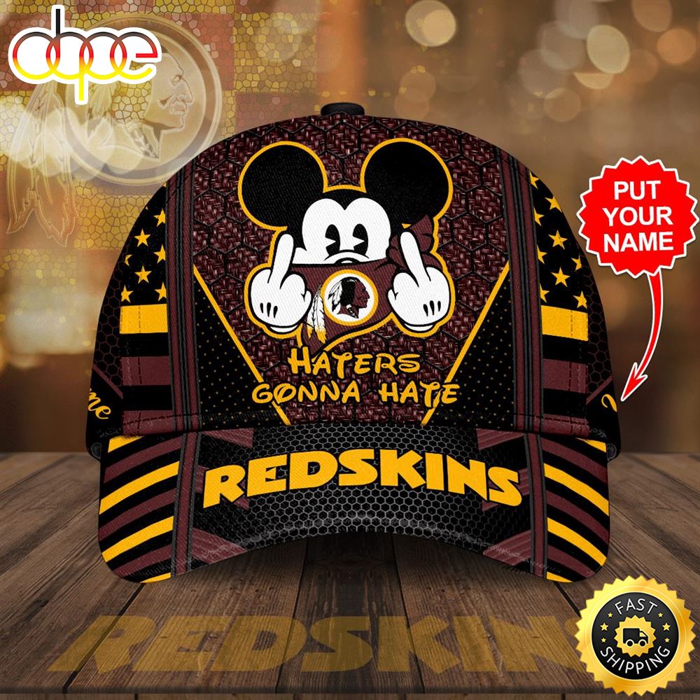 Personalized Washington Redskins Mickey Mouse Haters Gonna Hate All Over Print 3D Classic Baseball CapHat Htlbp7.jpg