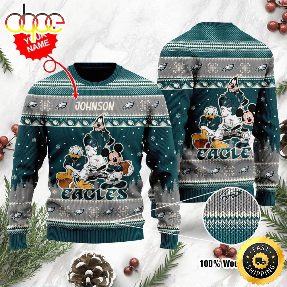 Philadelphia Eagles Disney Donald Duck Mickey Mouse Goofy Personalized Ugly Christmas Sweater Perfect Holiday Gift H6hx9a.jpg