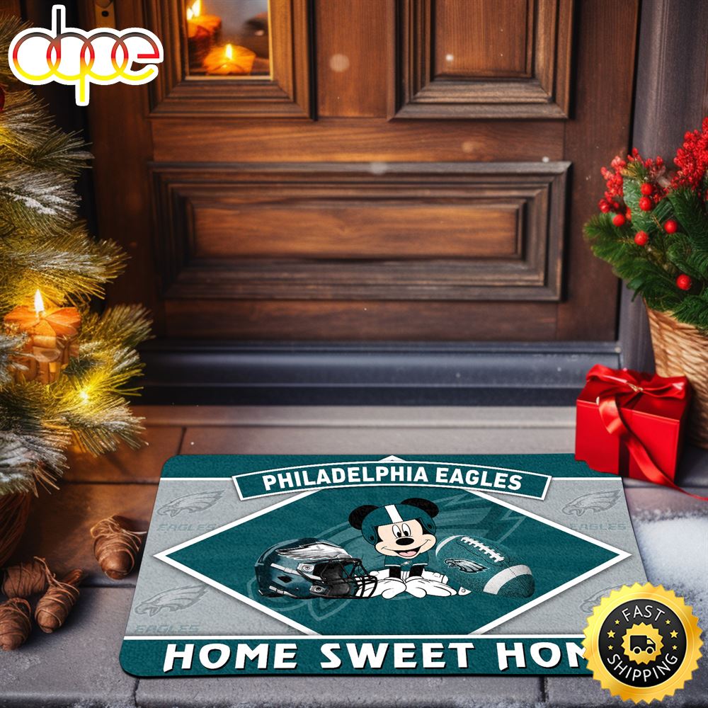 Philadelphia Eagles Doormat Sport Team And Mickey Mouse NFL Doormat