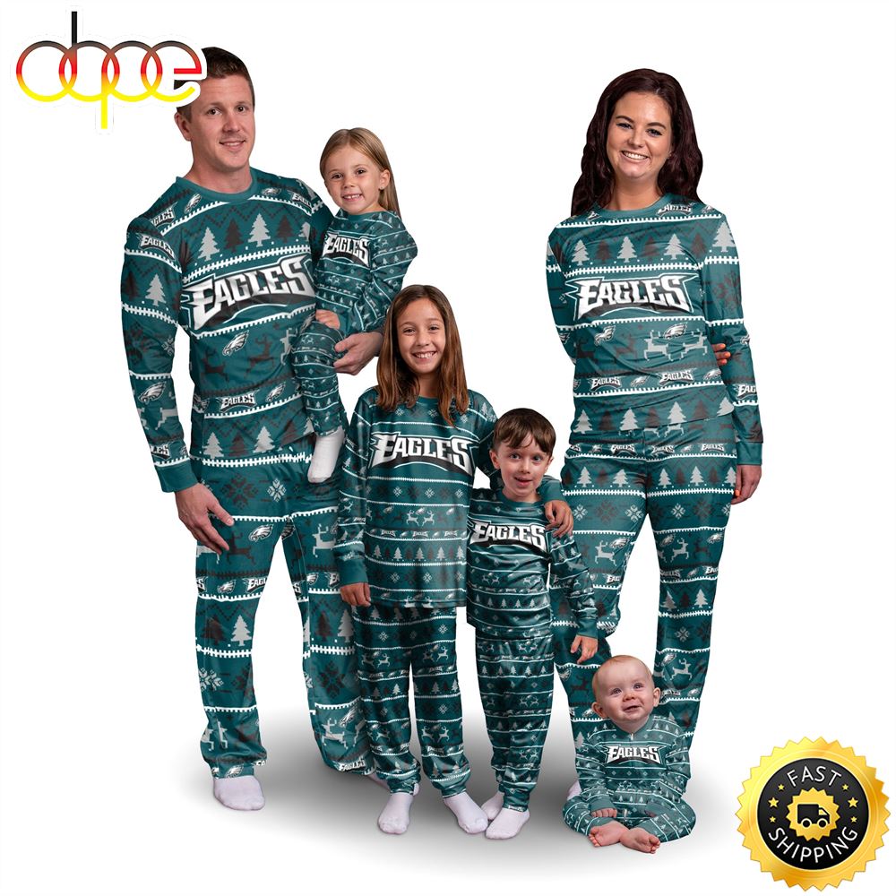 Philadelphia Eagles NFL Patterns Essentials Christmas Holiday Family Matching Pajama Sets C1tjfl.jpg