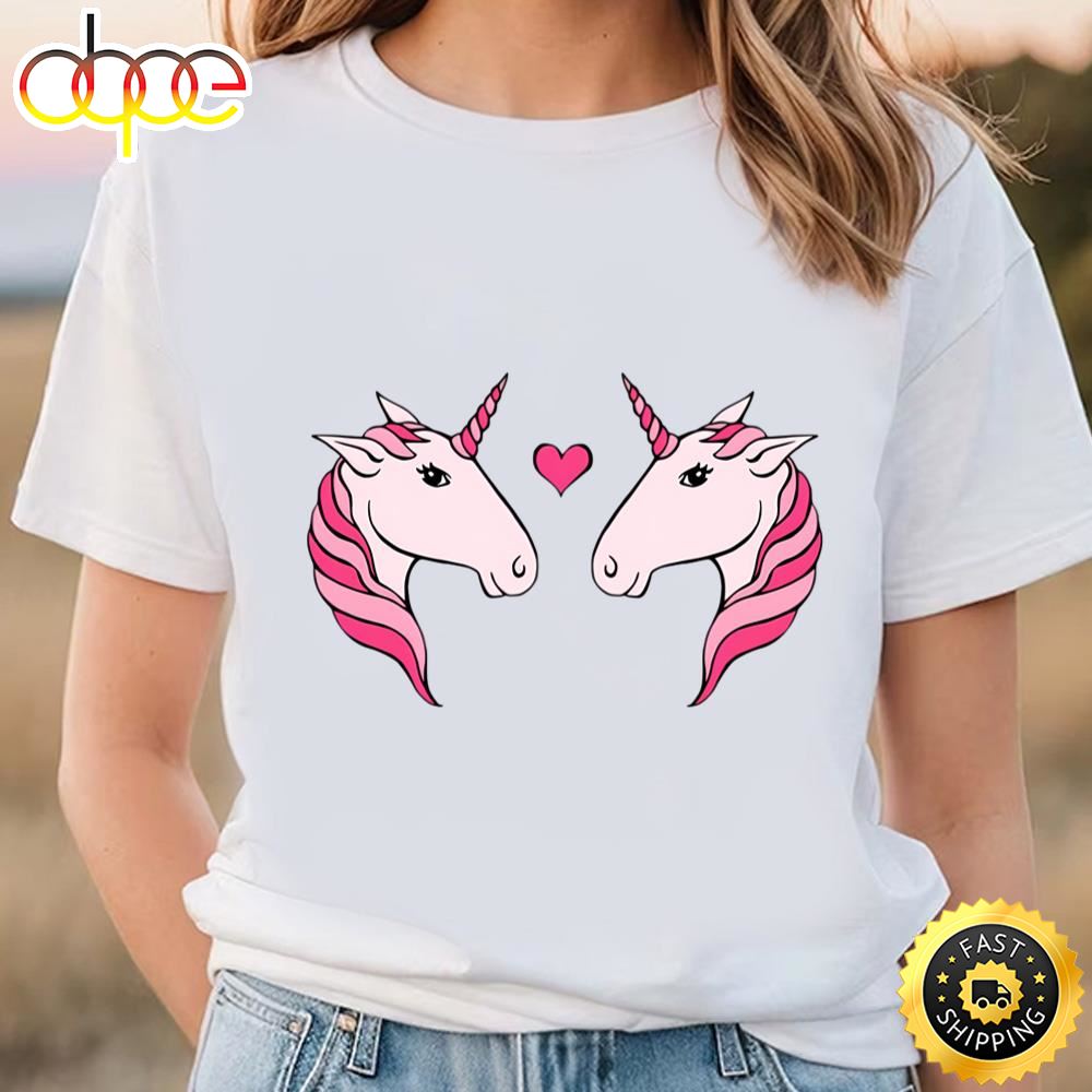 Pink Unicorn Couple Valentine T Shirt