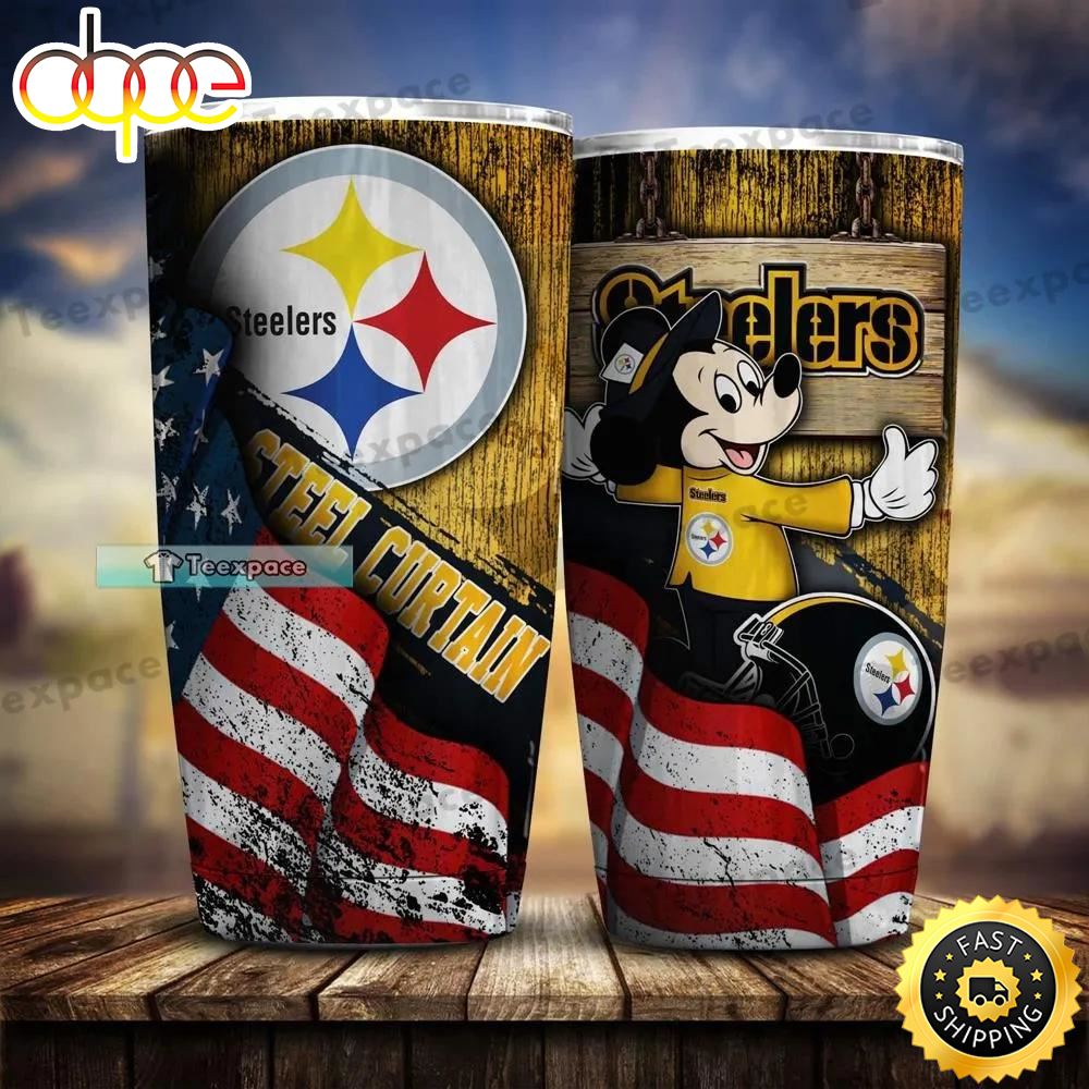 Pittsburgh Steelers Mickey Mouse Supporting Tumbler