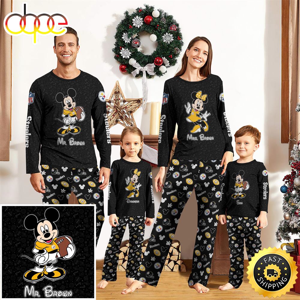 Pittsburgh Steelers Sport And Disney Uniform Pajamas Mickey Mouse NFL Gifts For Kids Pajamas Zf49bf.jpg
