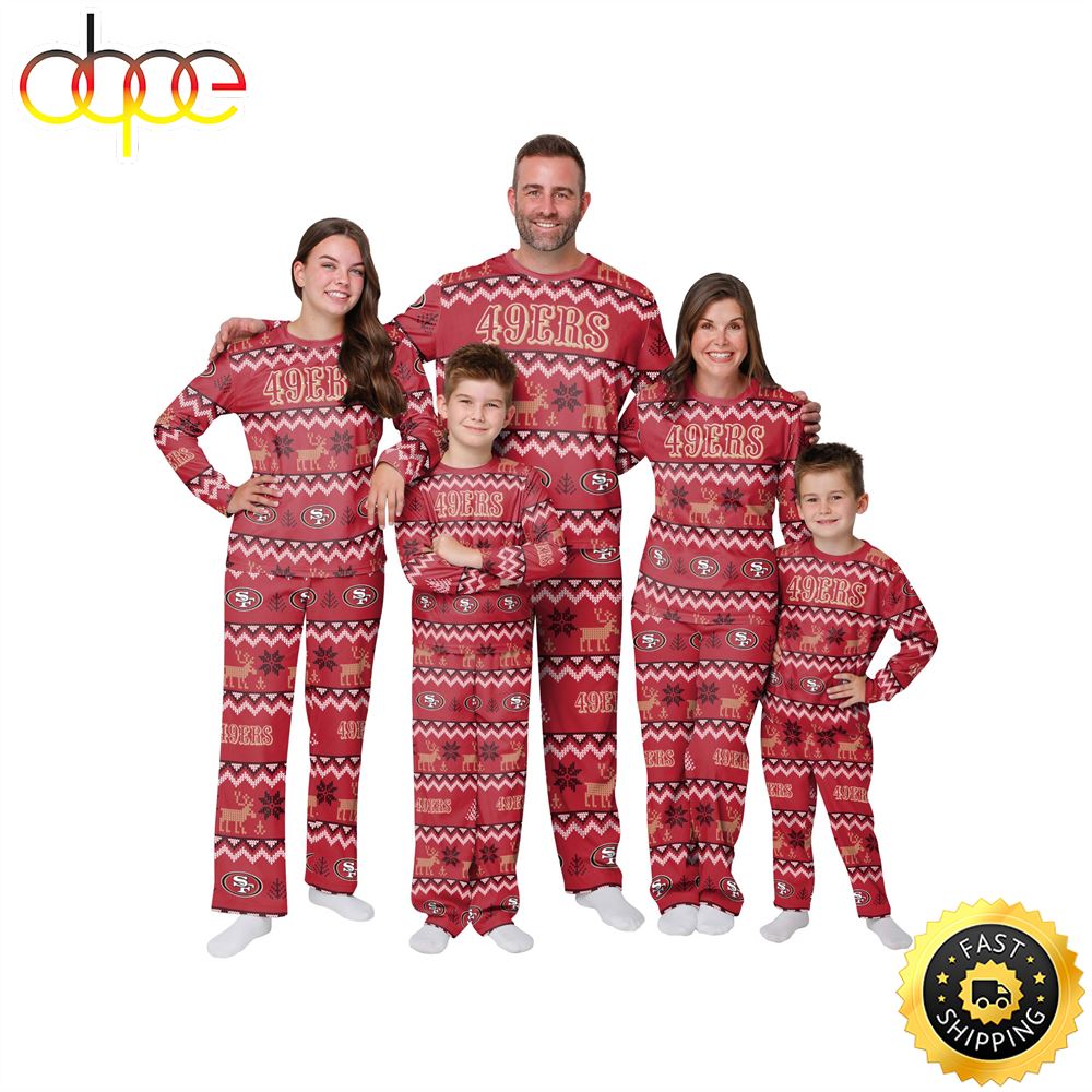 San Francisco 49ers NFL Patterns Essentials Christmas Holiday Family Matching Pajama Sets Oc2g2m.jpg