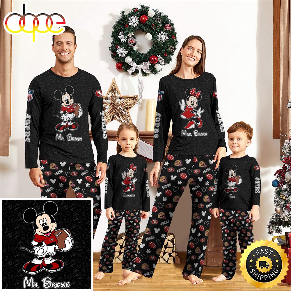 San Francisco 49ers Sport And Disney Uniform Pajamas Mickey Mouse NFL Gifts For Kids Pajamas Owpwdq.jpg