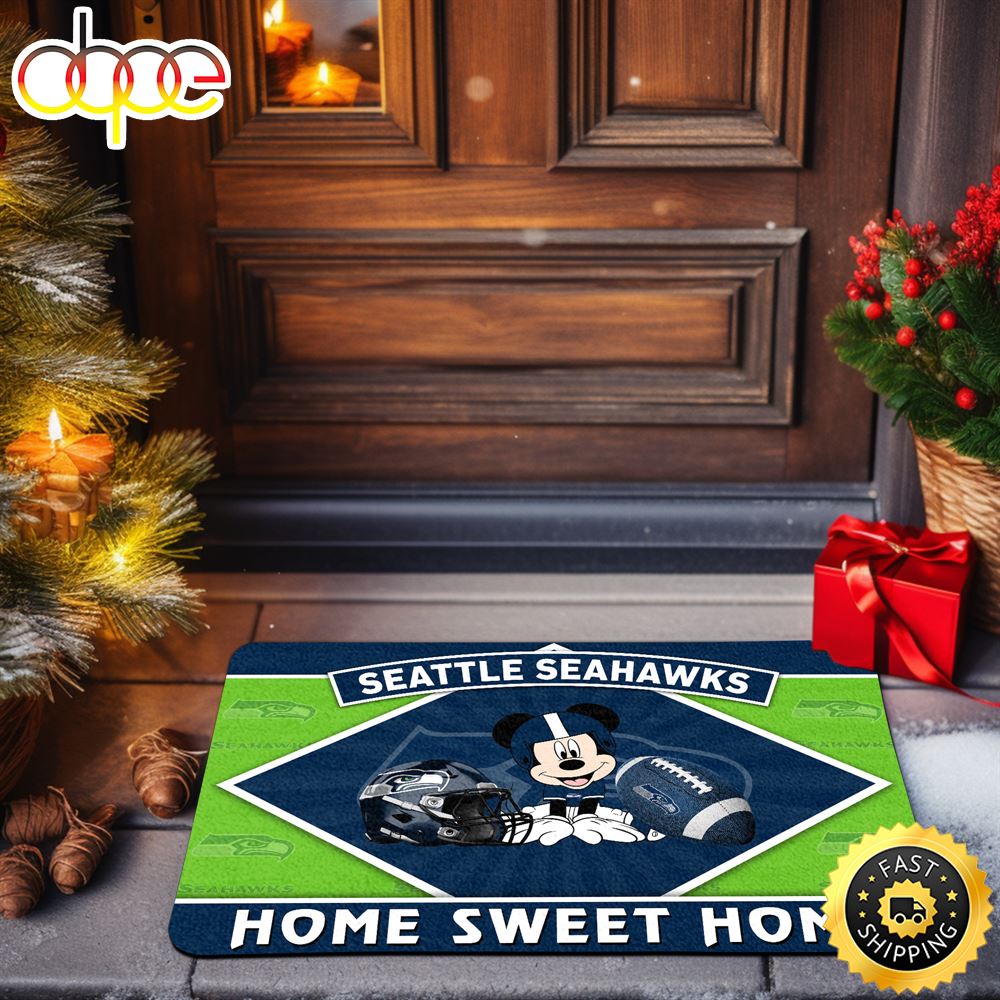 Seattle Seahawks Doormat Sport Team And Mickey Mouse NFL Doormat