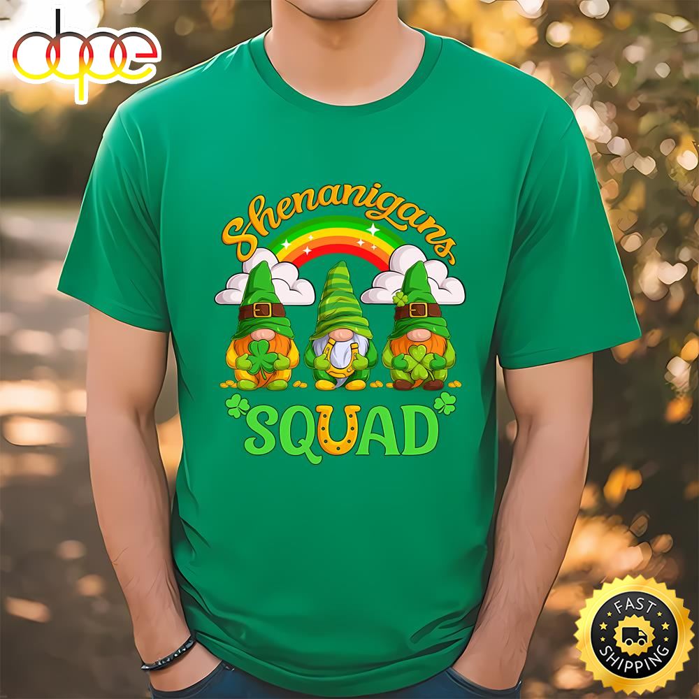 Shenanigans Squad Gnomes Shamrock Happy St Patrick’s Day T Shirt Tee