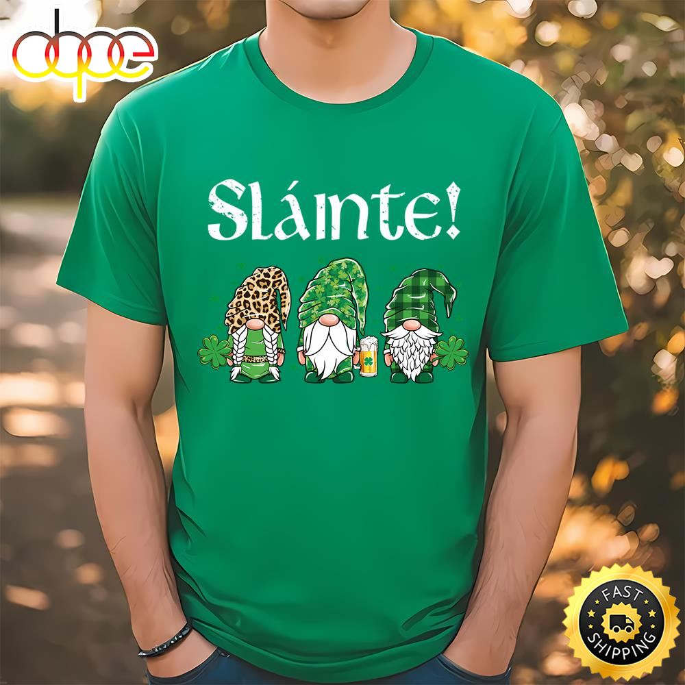 Slainte Three Gnomes Leprechaun St Patricks Day T Shirt Tshirt