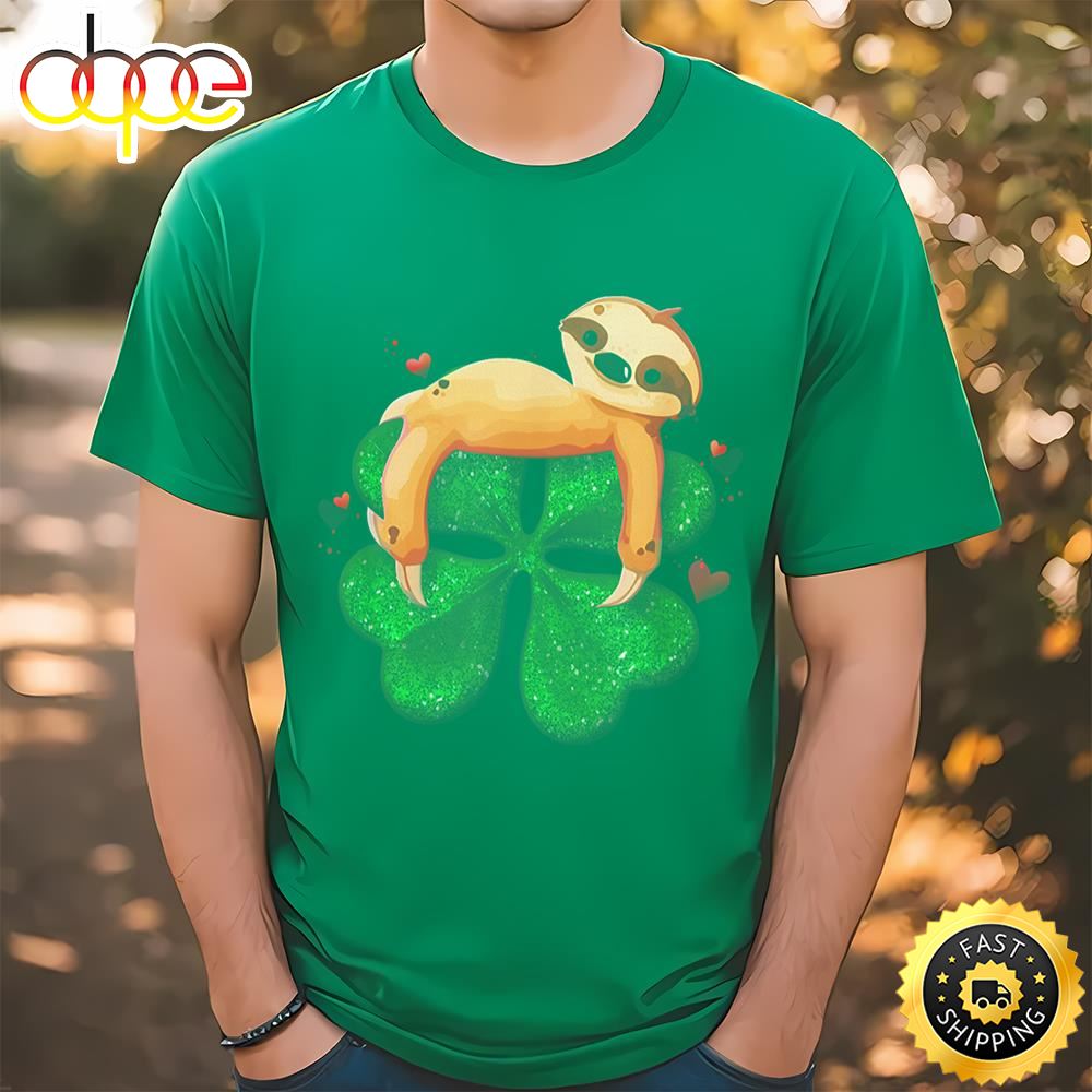 Sloth Four Leaf Clover Shamrock St. Saint Patrick’s Day T Shirt T Shirt