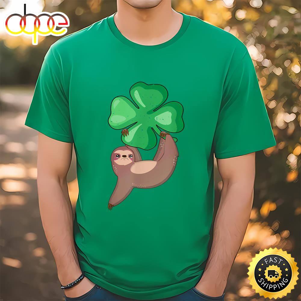 Sloth Hugging Shamrock Leprechaun Irish St Patricks Day Gift T Shirt T Shirt