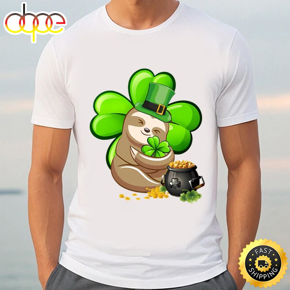 Sloth Shamrock Ireland St Patricks Day Leprechaun Dog Lover T Shirt T Shirt