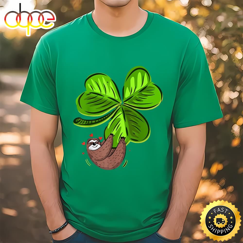 Sloth Shamrock St. Patricks Day Funny Sloth Irish T Shirt Tshirt