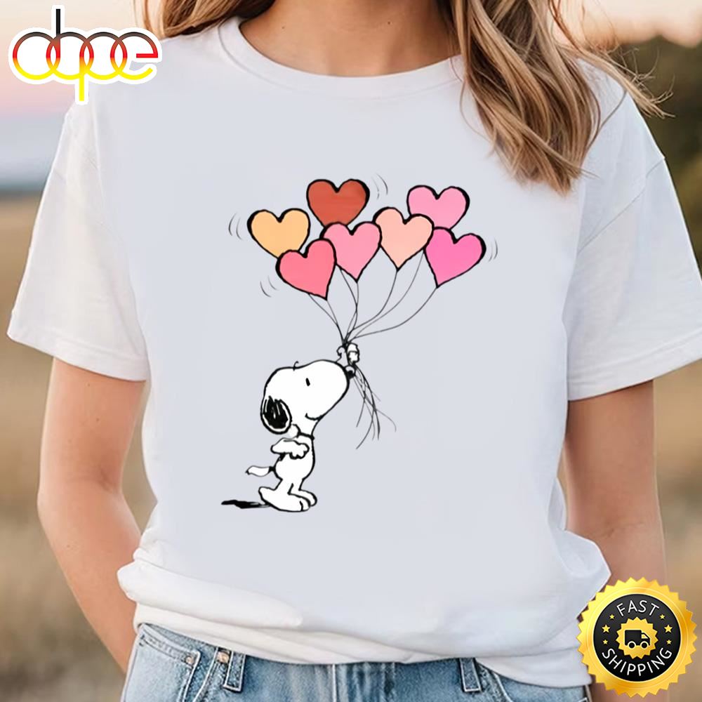 Snoopy Balloon Hearts Valentines Day Gift T Shirt