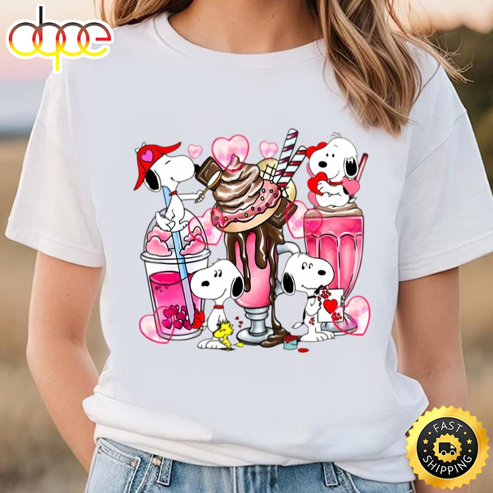 Snoopy Coffee Valentine Shirt, Drink And Food Valentine Shirt