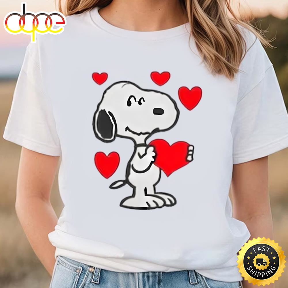 Snoopy With Heart Sweatshirt Puppy Love Embroidered Crewneck...