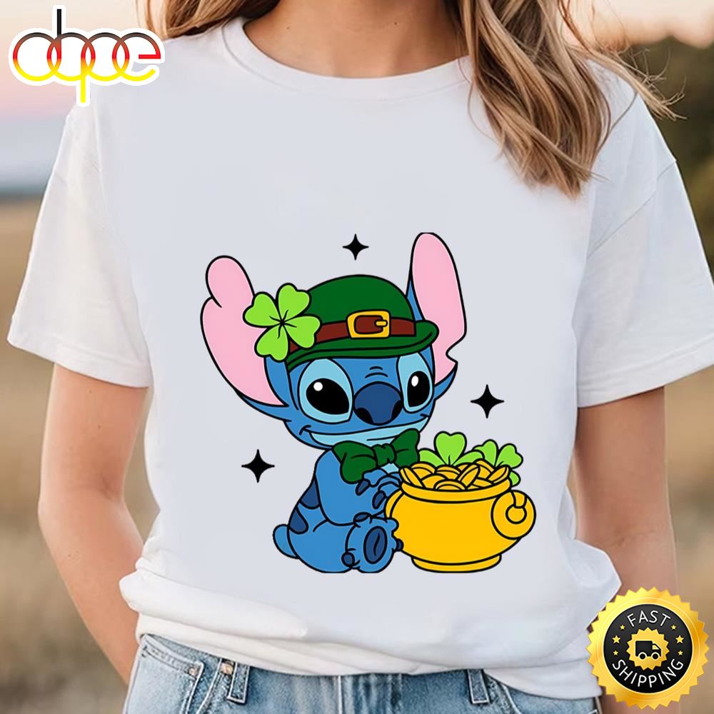 St Patrick’s Day Cute Stitch T Shirt, Stitch Shamrock Shirt T Shirt
