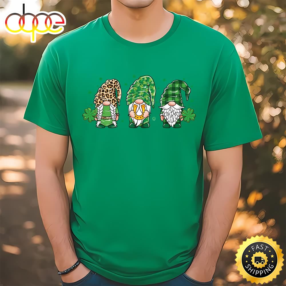 St Patrick’s Day Gnomes Leopard Plaid T Shirt Tshirt