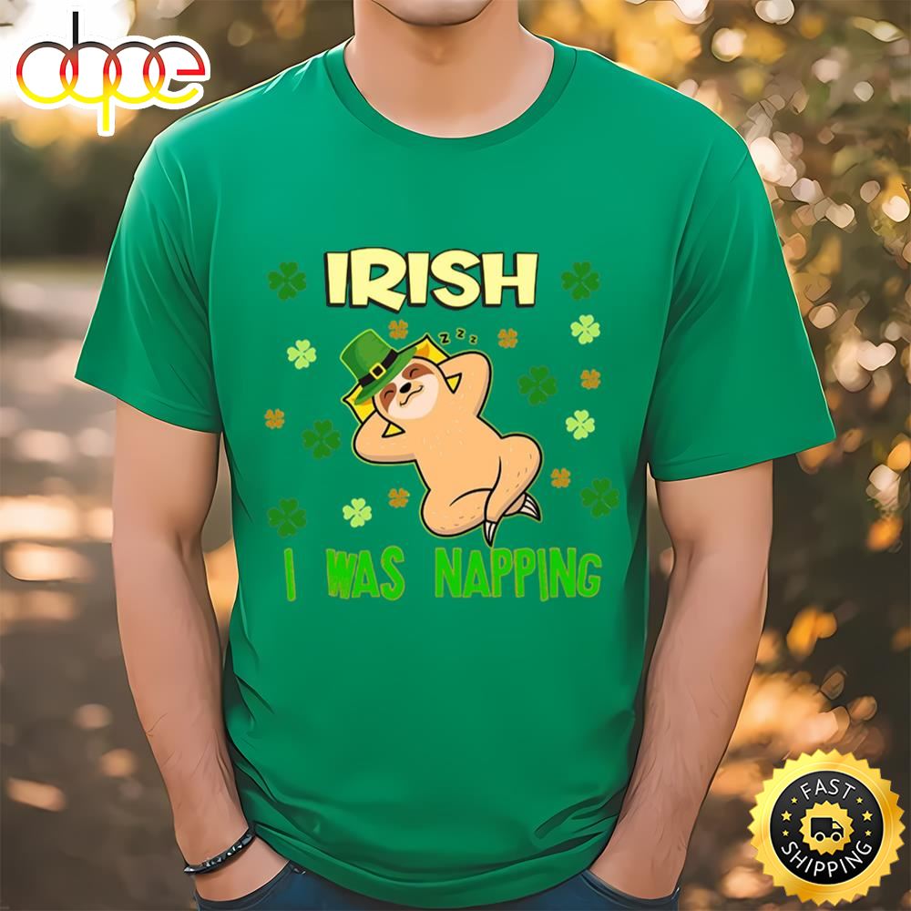 St Patrick’s Day Sloth Napping Funny Shirt T Shirt