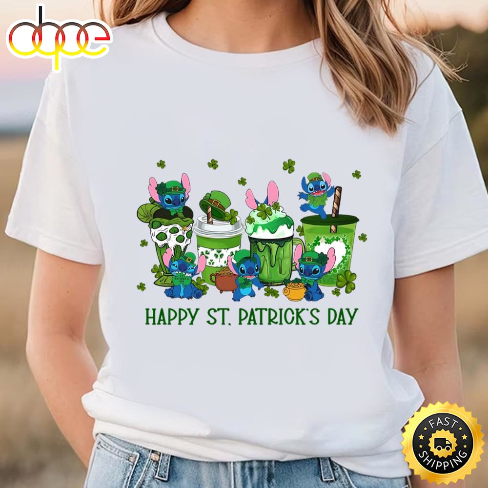 St Patrick’s Day Stitch T Shirt, Stitch Shamrock Shirt T Shirt
