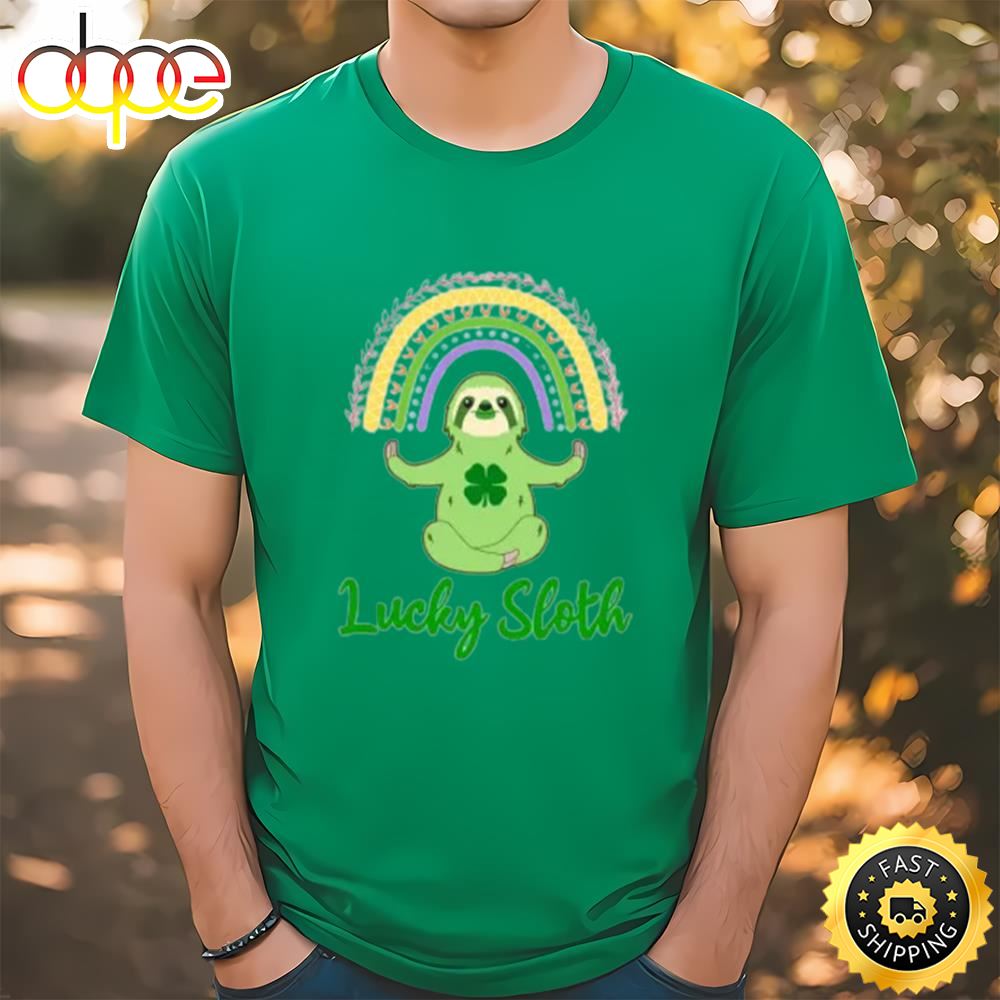 St Patricks Day Lucky Sloth Spirit Animal T Shirt Tee