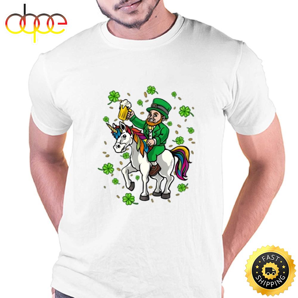 St Patricks Day Shirt, Leprechaun Unicorn Irish T Shirt Tee