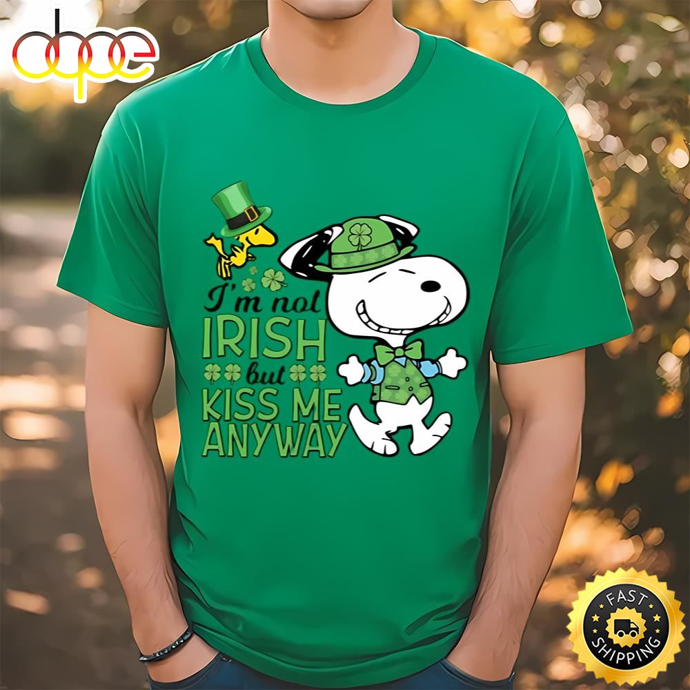 St Patricks Day Snoopy I’m Not Irish But Kiss Me Anyway St... Tshirt