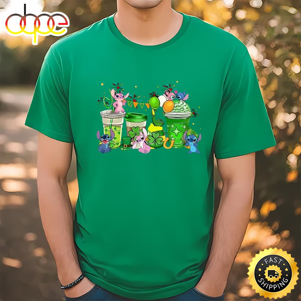 Stitch And Angel St Patrick’s Day Coffee Cup Shirt Tshirt
