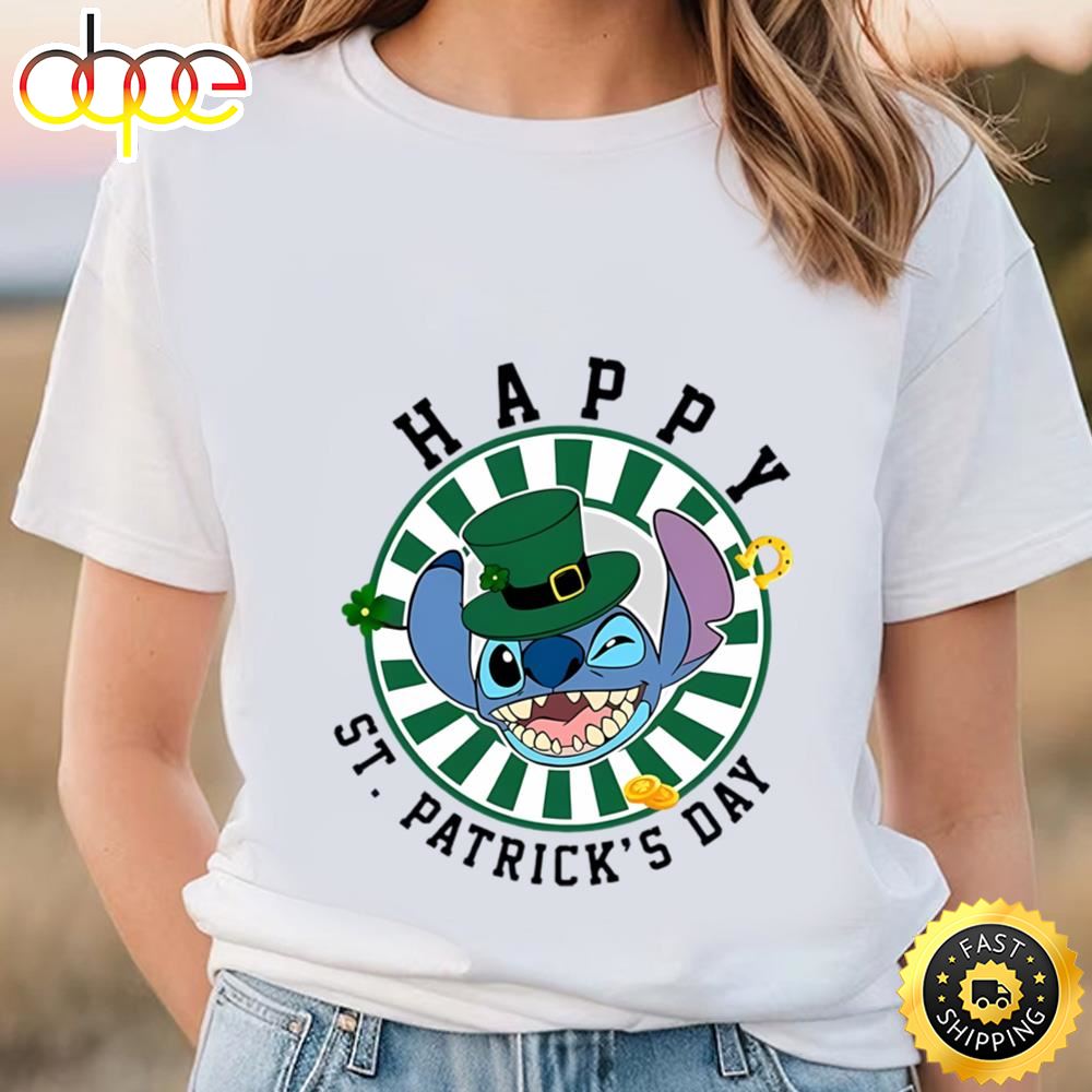 Stitch Saint Patrick’s Day Shirt Stitch Shamrock Shirt Disney... Tee