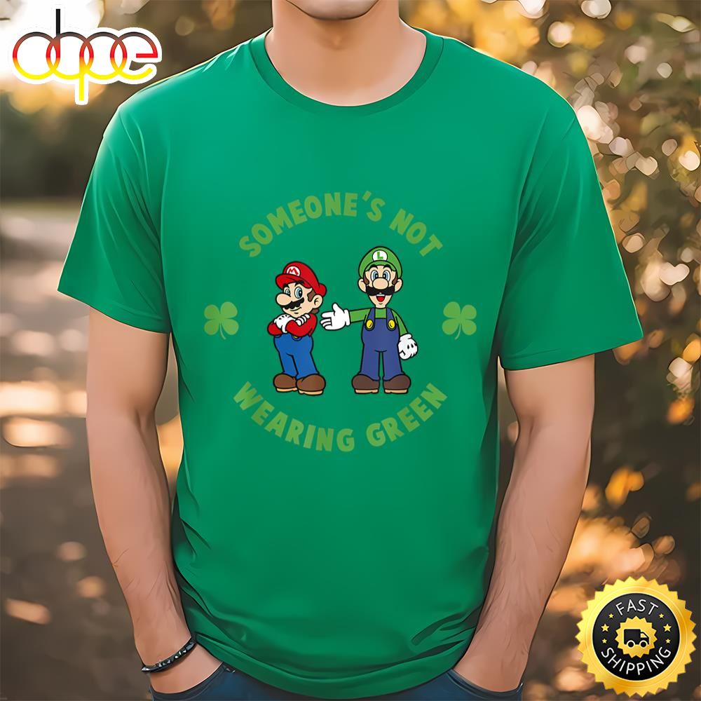 Super Mario St. Patty’s Not Wearing Green Graphic T Shirt Tee