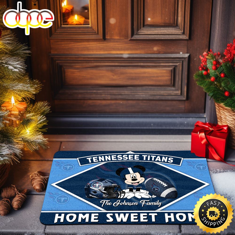 Tennessee Titans Doormat Custom Your Family Name Sport Team And Mickey Mouse NFL Doormat Soudo7.jpg