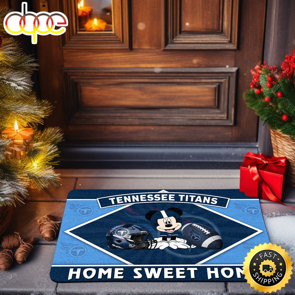 Tennessee Titans Doormat Sport Team And Mickey Mouse NFL Doormat