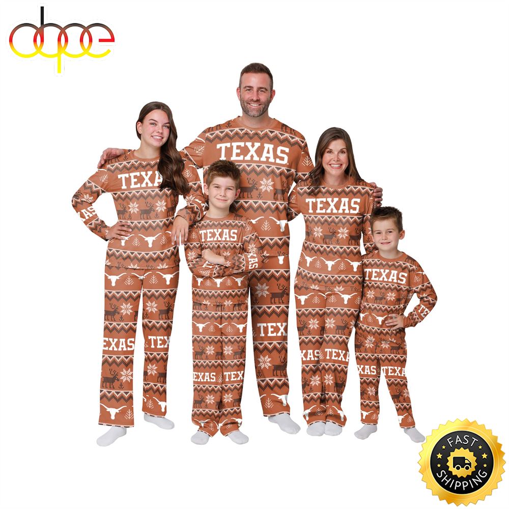 Texas Longhorns NCAA Patterns Essentials Christmas Holiday Family Matching Pajama Sets D86usw.jpg