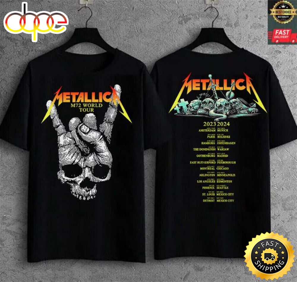 Tour 2024 2023 Metallica M72 T Shirt WorldBand Seasons Metal Event Music