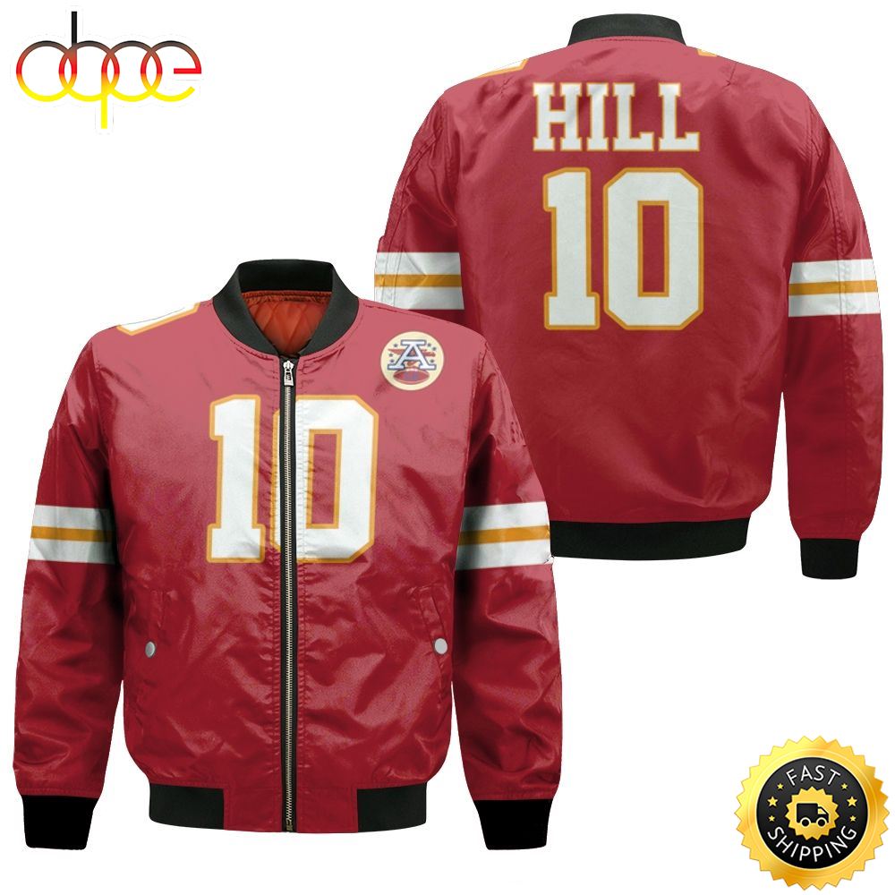Tyreek Hill Kansas City Chiefs Red Jersey Inspired Style Bomber Jacket