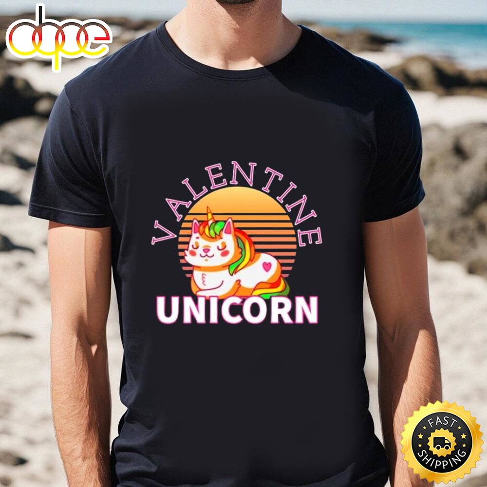 Unicorn Valentine Shirt Valentine’s Day Gift For Girls Women T Shirt