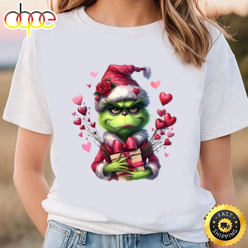 Valentine Grinch With Hearts Valentine Shirt