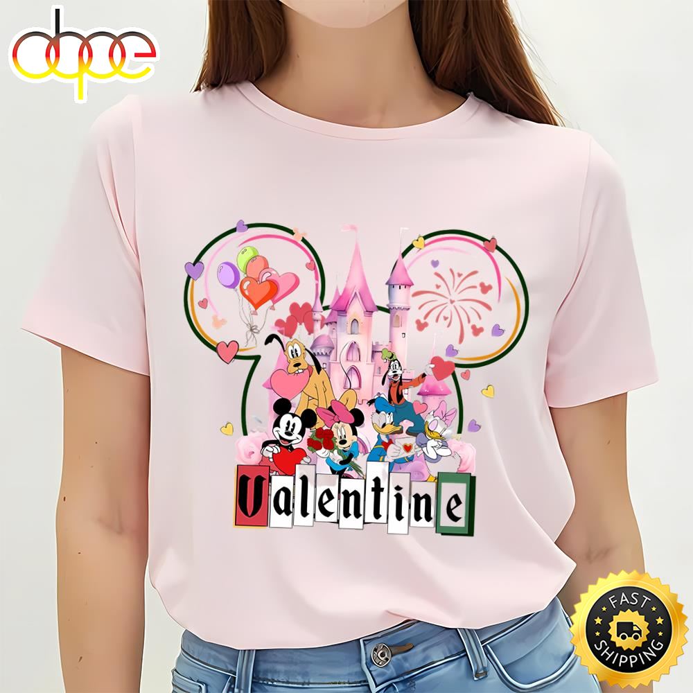 Valentine Mouse Couple Disney Castle Love Valentine’s Day Shirt