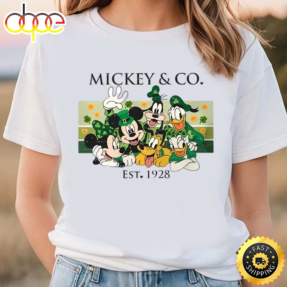 Vintage Disney Mickey And Co Est 1928 St. Patricks Day Shirt Tee