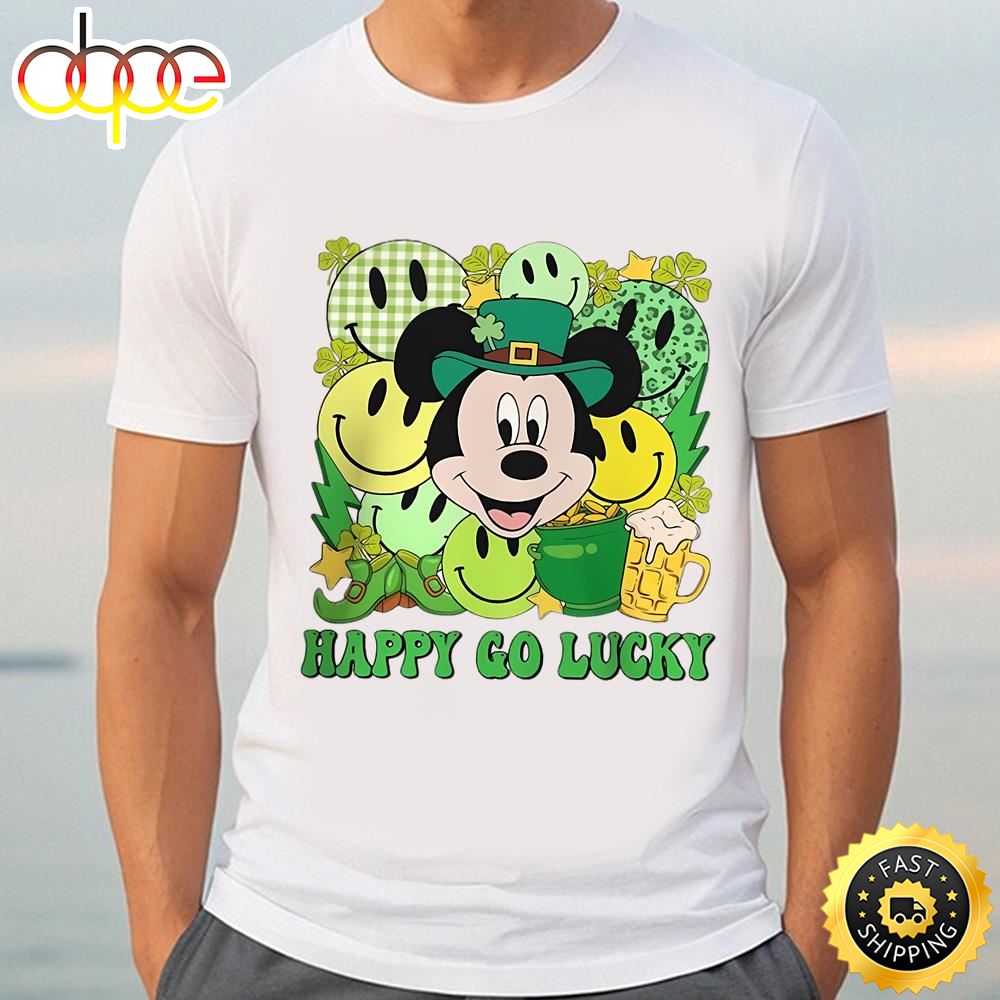 Vintage Mickey Happy Go Lucky Disney St Patricks Day Shirt T Shirt