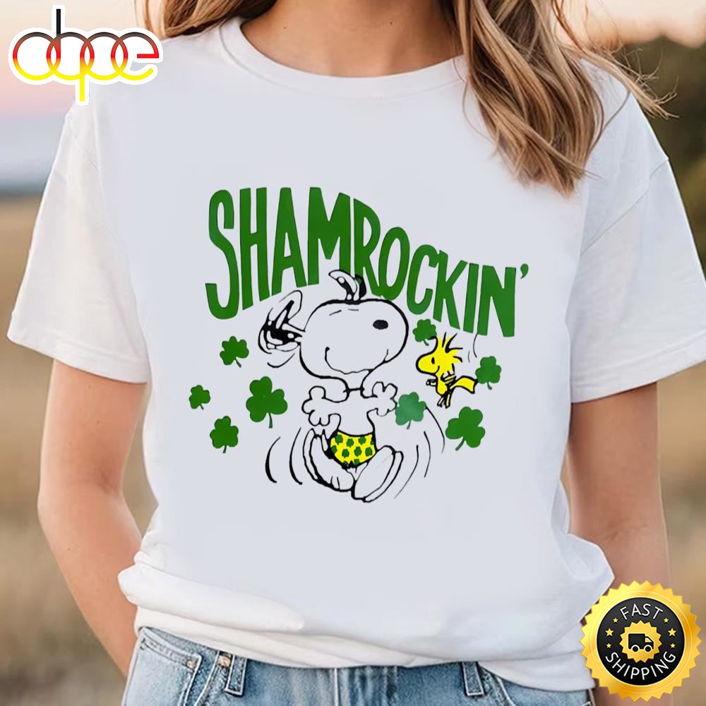 Vintage Snoopy Peanuts Shamrockin St Patrick’s Day Shirt Tshirt