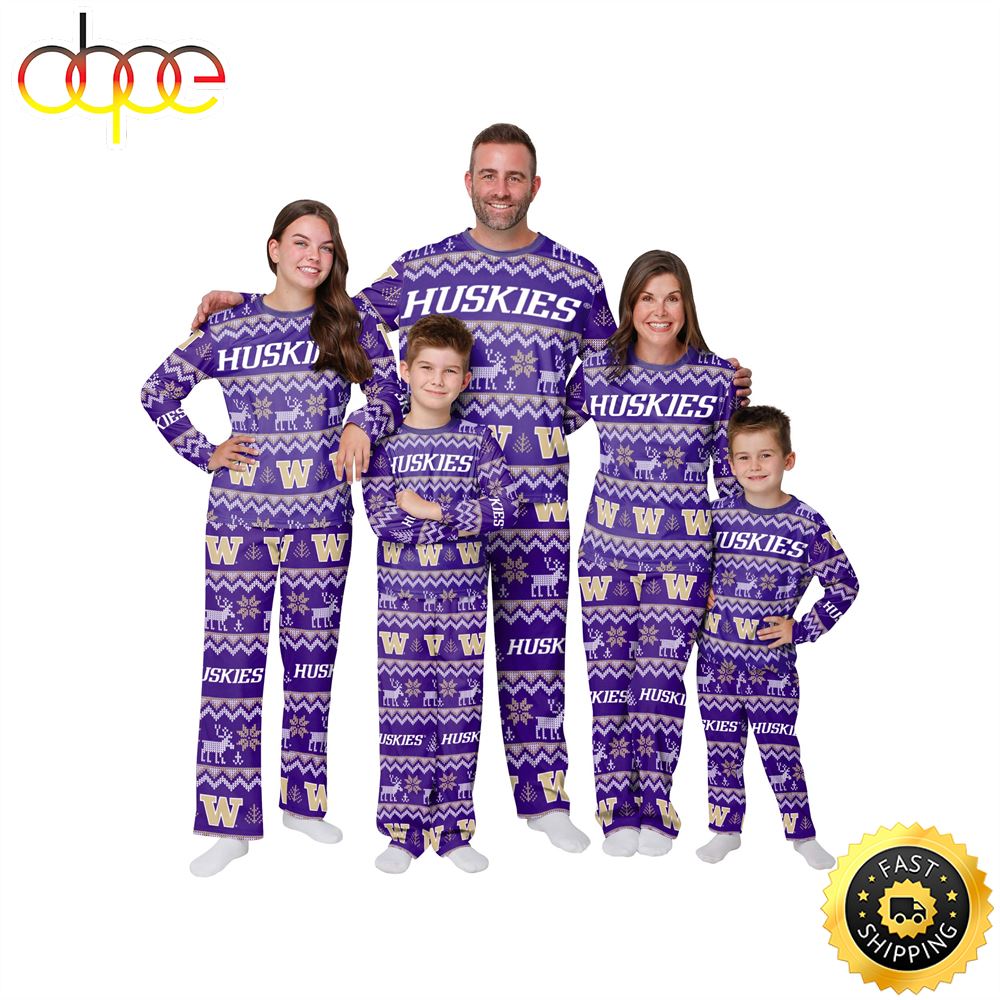 Washington Huskies NCAA Patterns Essentials Christmas Holiday Family Matching Pajama Sets Izbarw.jpg