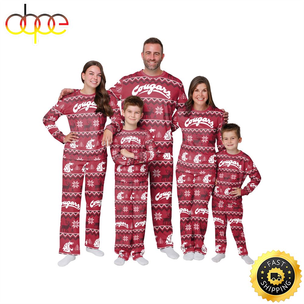 Washington State Cougars NCAA Patterns Essentials Christmas Holiday Family Matching Pajama Sets J3nuhh.jpg