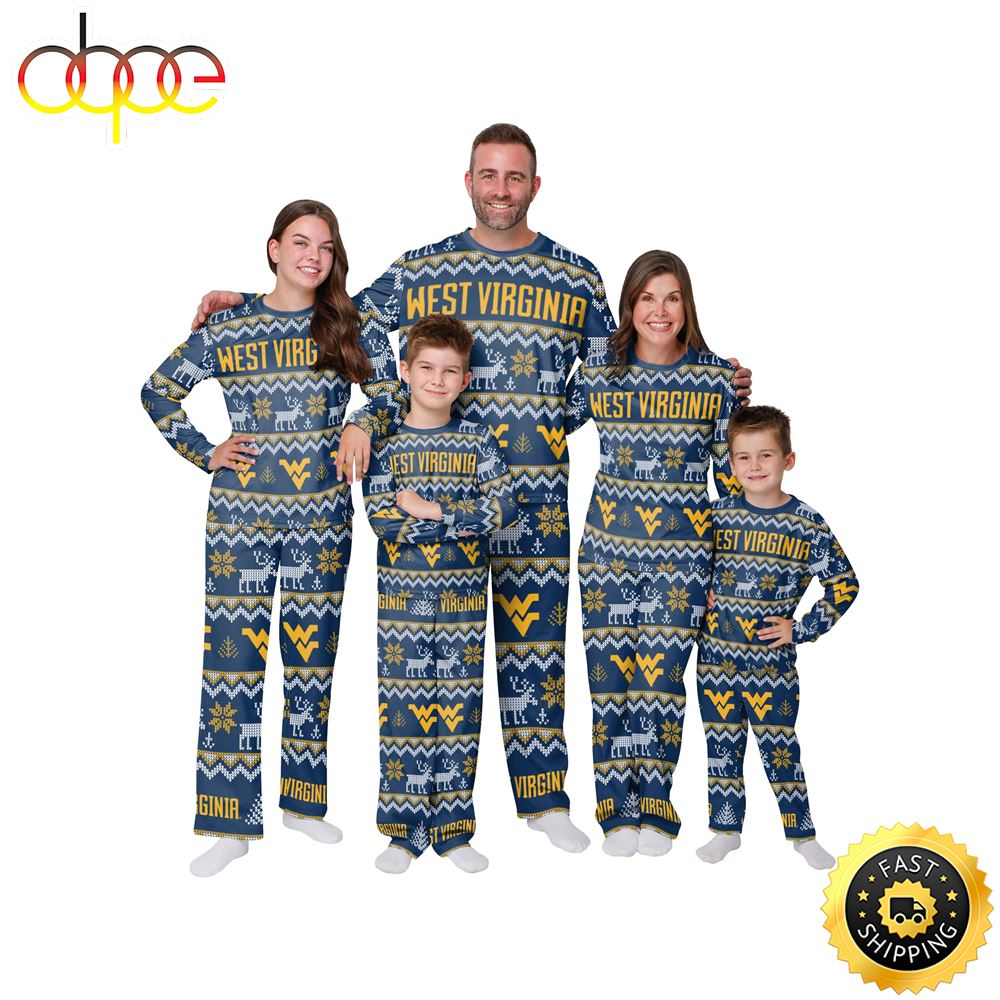 West Virginia Mountaineers NCAA Patterns Essentials Christmas Holiday Family Matching Pajama Sets Cesypm.jpg