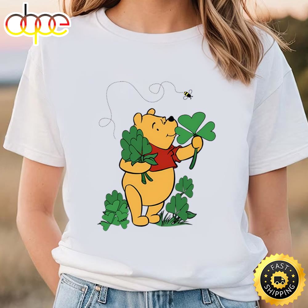 Winnie The Pooh And Lucky Clovers Saint Patricks Day Shirt T Shirt