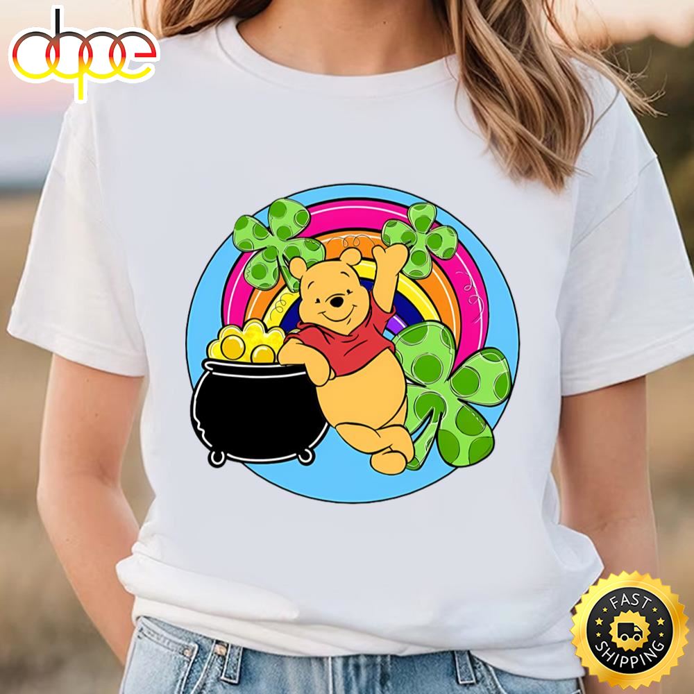 Winnie The Pooh St Patrick’s Rainbow And Shamrocks Shirt Tee
