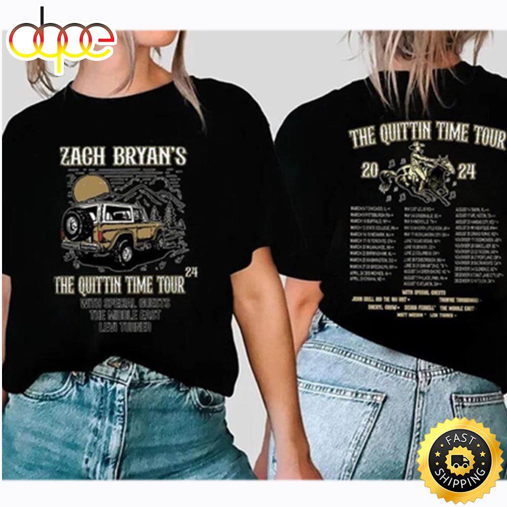 Zach Bryan The Quittin Time Tour 2024 Back And Front Comfort... Tshirt