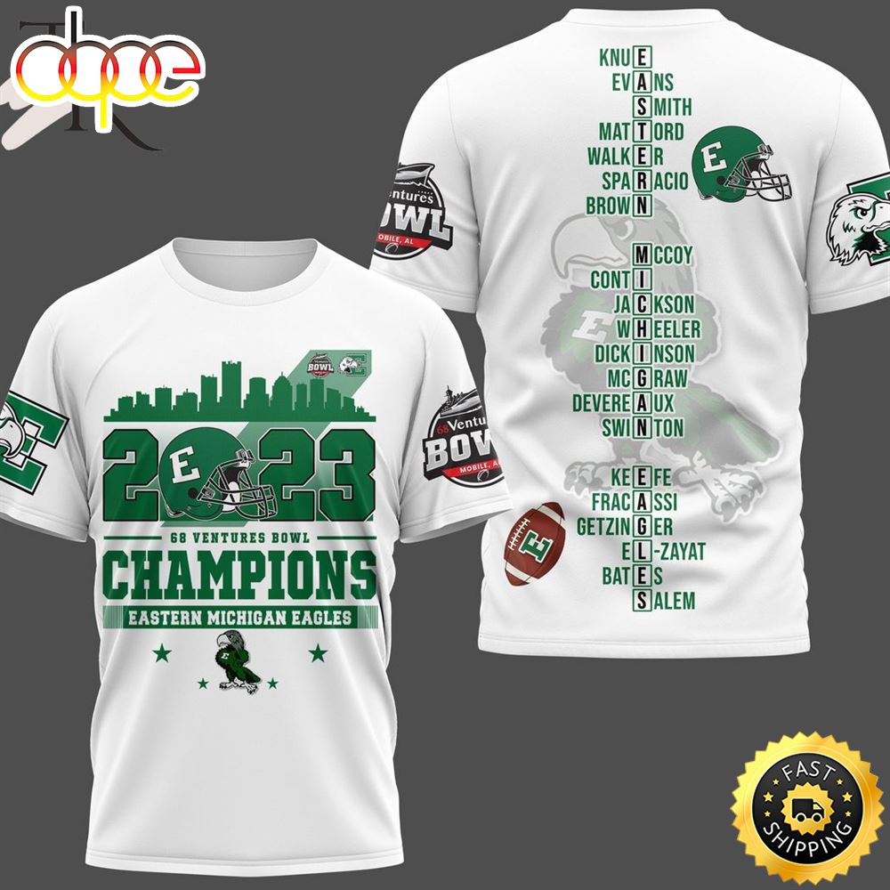2023 Go Ventures Bowl Champions Eastern Michigan Eagles 3d Shirt White Wyc5cf.jpg