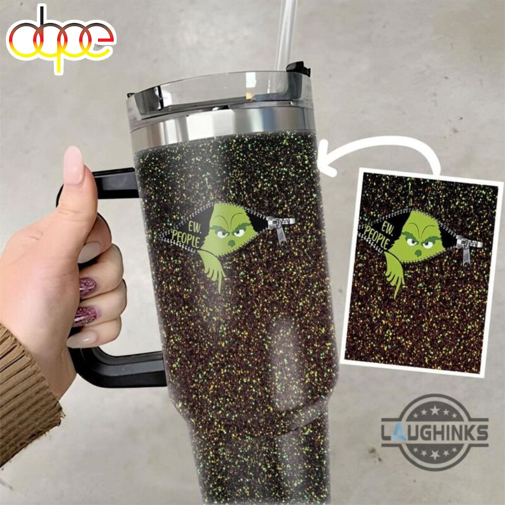 40Oz The Grinch Christmas Tumbler Mean One Green Black Cup Ew People Stainless Steel Stanley Cup 40 Oz Xmas Travel Mugs Merry Grinchmas Gift